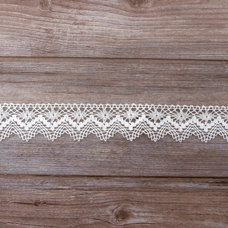 Мерсеризованное хлопковое кружево, 55 мм, цвет белый. Арт 3118/01