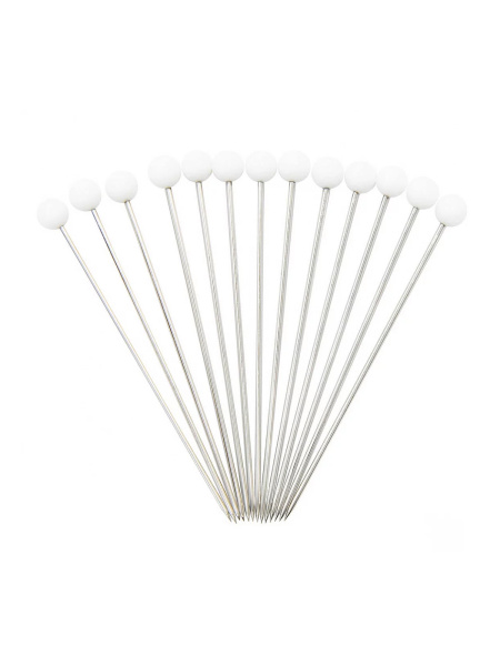 Булавки для закалывания с круглыми головками, белые 30 г 48 мм. Арт 136-0029255-080000