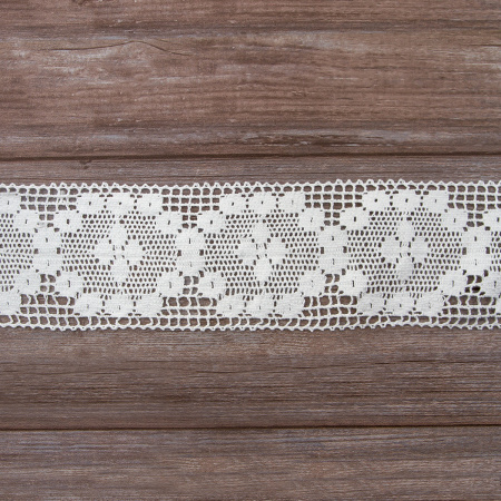 Мерсеризованное хлопковое кружево, 90 мм, цвет белый. Арт 2230/01