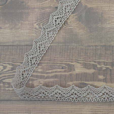 Кружево плетеное, 25 мм, цвет серый, 100% хлопок, 5 м. Арт K-5003-31