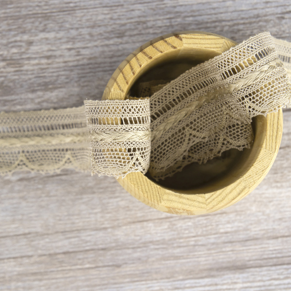 Мерсеризованное хлопковое кружево, 33 мм, цвет бежевый. Арт 2177/27