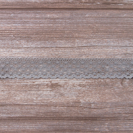 Мерсеризованное хлопковое кружево, 30 мм, цвет серый. Арт 2021/W3