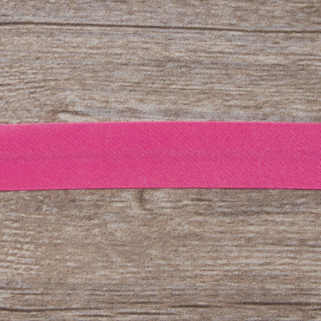 Косая бейка атласная 20 мм, 25 м, цвет 142, ярко-розовый. Арт 6260-20мм-142