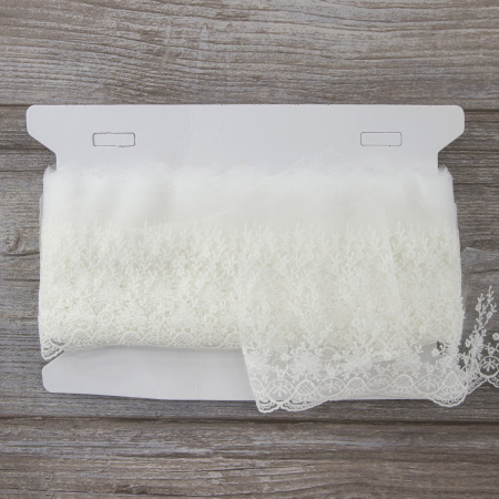 Вышивка на тюле, 87 мм, цвет белый. Арт I646/01