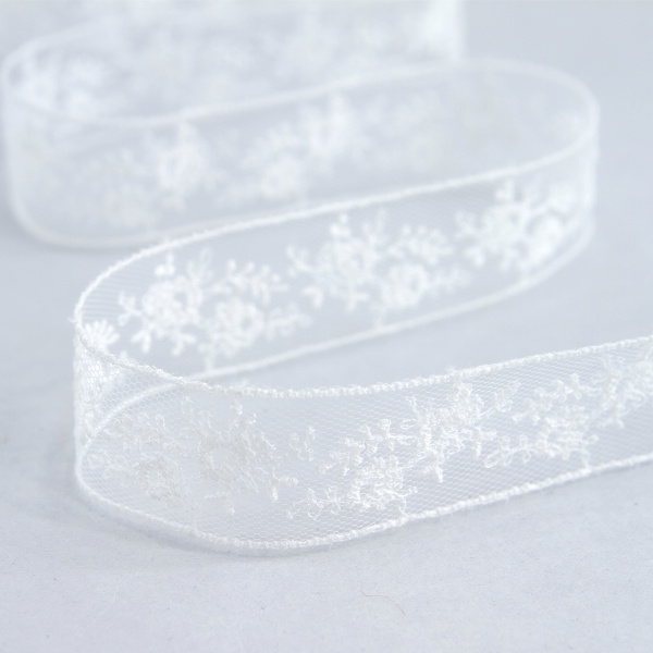 Вышивка на тюле, 23 мм, цвет белый. Арт I647/01