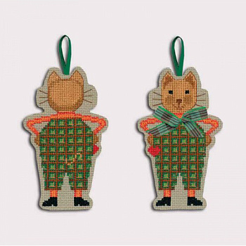 Набор для вышивания:"Cat with green tartan bow-tie" (Кот в зеленом клетчатом галстуке-бабочке). Арт 2638