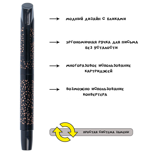 Ручка-роллер "Campus" с синим картриджем, толщина линии 0.7 мм, принт "Glam Girls". Арт 61478/3D