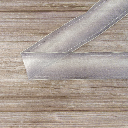 Лента органза с рисунком с проволокой по краю SAFISA, цвет серый, 50 мм, 15 м. Арт 25167-50мм-02            