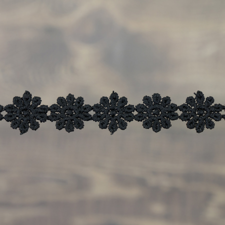 Кружево гипюр, 18 мм, цвет черный, 100% полиэстер, 4,5 м. Арт 4GB762.13