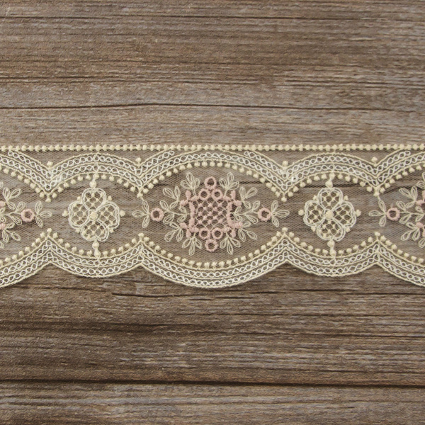 Кружево-вышивка на тюле, 55 мм. Арт 41914/03
