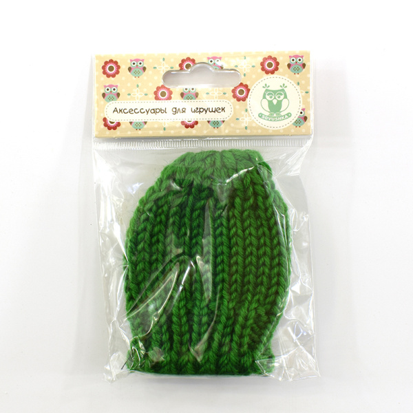 Шапка для игрушек вязаная 8 см, цв. зелёный		. Арт 26670