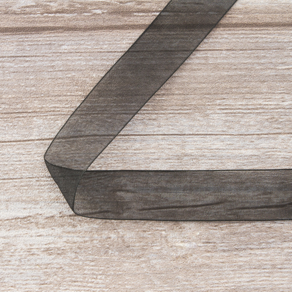 Лента органза SAFISA мини-рулон, 25 мм, 2,5 м, цвет 01, черный. Арт P00520-25мм-01          