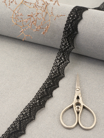 Кружево плетеное, 25 мм, цвет черный, 100% хлопок, 5 м. Арт K-5003-13