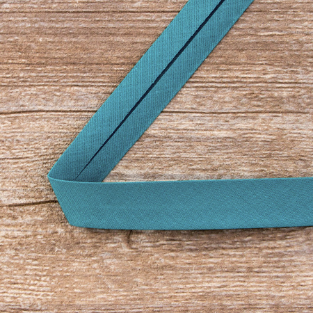 Косая бейка хлопок/полиэстер 20 мм, 25 м, цвет 55, малахитовый. Арт 6120-20мм-55            