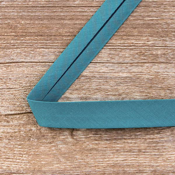 Косая бейка хлопок/полиэстер 20 мм, 25 м, цвет 55, малахитовый. Арт 6120-20мм-55            