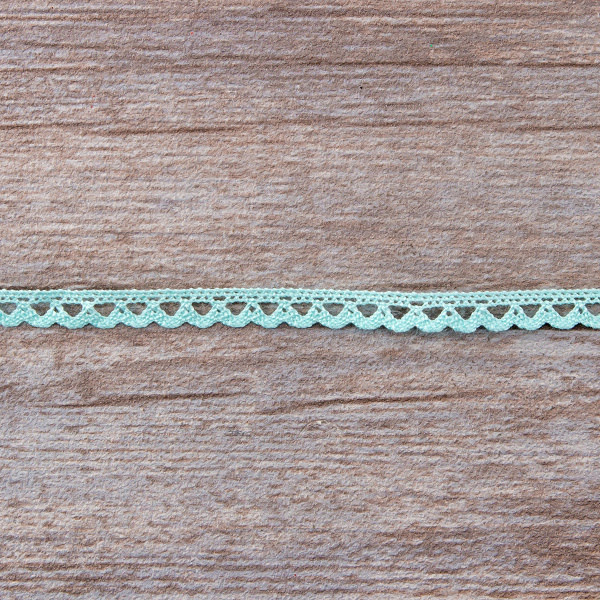 Мерсеризованное хлопковое кружево, 7 мм, цвет мятный. Арт 3174/82
