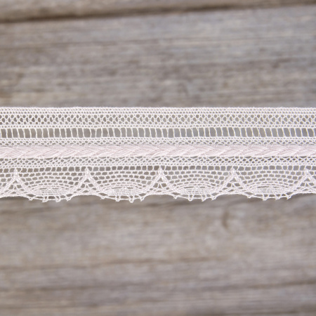 Мерсеризованное хлопковое кружево, 33 мм, цвет розовый. Арт 2177/06