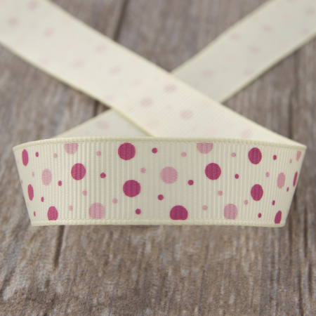 Лента репсовая на картонной мини-катушке "Горошки". Арт VR15.016