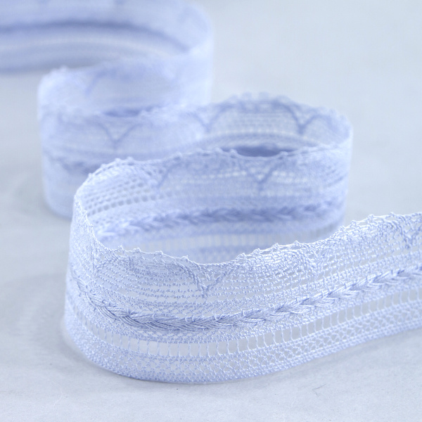 Мерсеризованное хлопковое кружево, 33 мм, цвет светло-голубой. Арт 2177/19