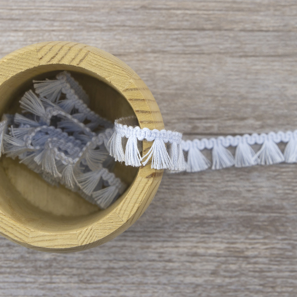 Тесьма декоративная, 16 мм, с бахромой, цвет светло-голубой. Арт 2204/19