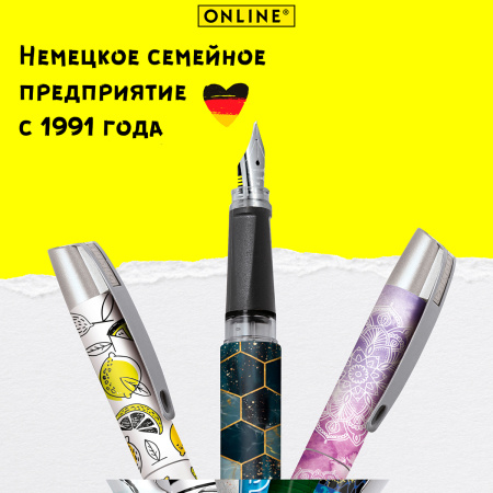 Ручка перьевая "Campus", с синим картриджем, размер пера M, 0.5 мм, принт "Лимоны". Арт 61499/3D