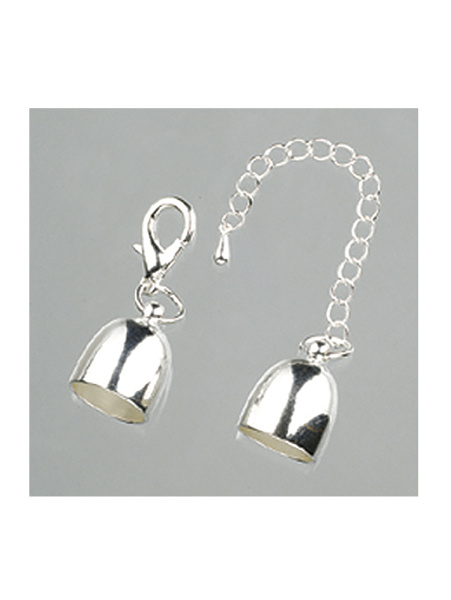 Застежка-карабин с цепочкой металлический, серебристый, 10 мм. Арт 2185391                 