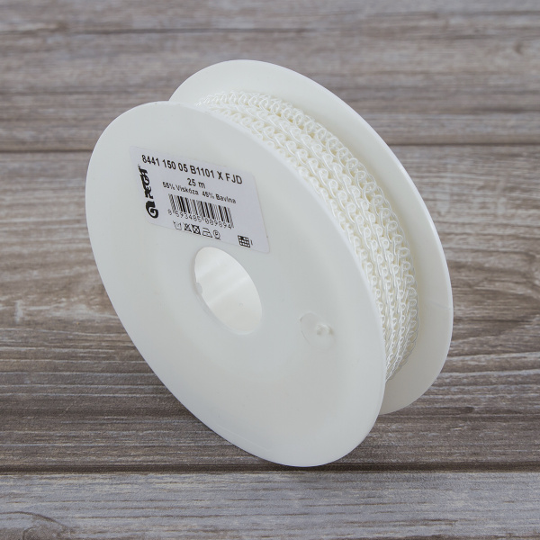 Тесьма PEGA тип отделочная, цвет белый, 5 мм. Арт 844115005B1101          
