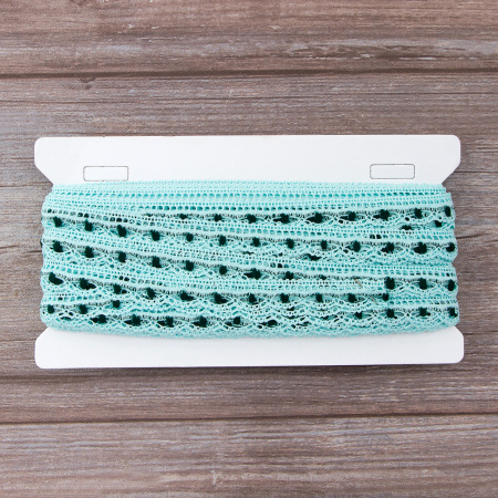 Мерсеризованное хлопковое кружево, 15 мм, голубой. Арт 2150/82