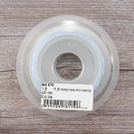 Шнур атласный SAFISA 1,5 мм, 25 м, цвет 04, светло-голубой. Арт 470-04                  