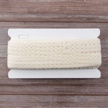 Мерсеризованное хлопковое кружево, 35 мм, шампань. Арт 2129/72