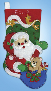 Набор для вышивания сапожка для подарков "Звездный Санта"