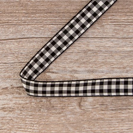 Лента с рисунком клетка SAFISA, 16(18) мм, 25 м, цвет 01, черный. Арт 469-16мм-01             