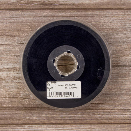 Косая бейка хлопок, 20 мм, 20 м, цвет 15, темно-синий. Арт 6598-20мм-15