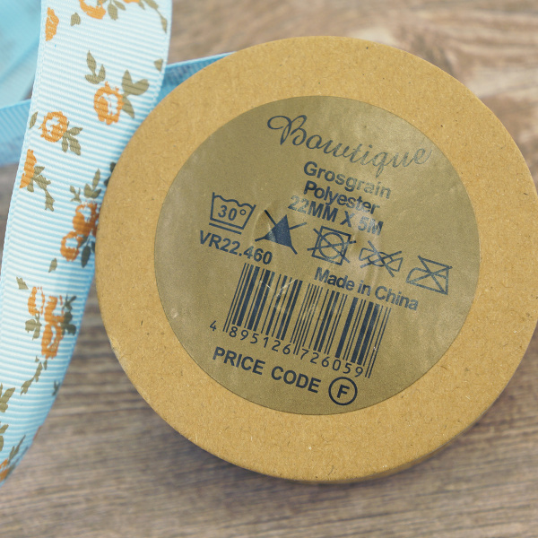 Лента репсовая на картонной катушке "Розочки". Арт VR22.460