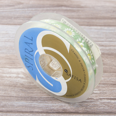 Лента репсовая SAFISA с напечатаным рисунком, 100% полиэстер, 15 мм, 15 м, цвет 62, зеленый. Арт 25305-15мм-62