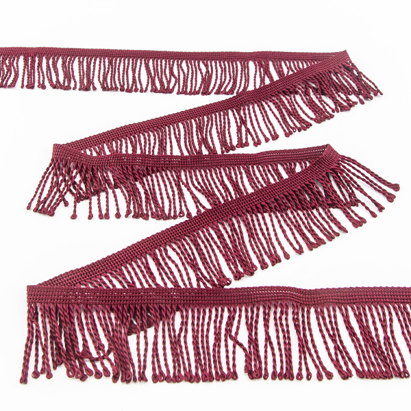 Бахрома витая, 60 мм, цвет бордовый. Арт PP-60 col.317