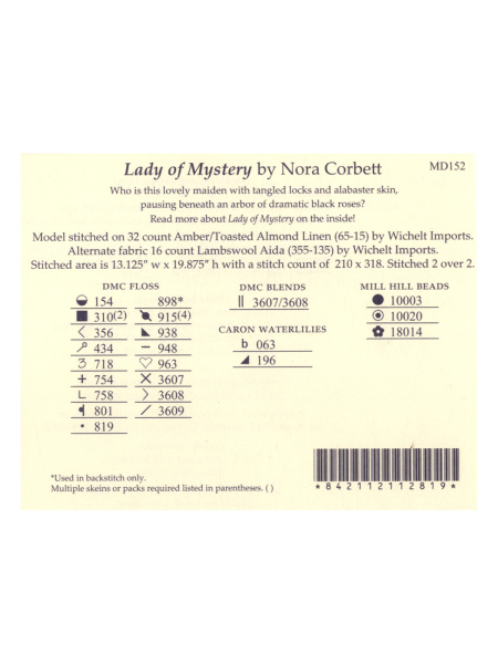 Схема для вышивания MIRABILIA "Загадочная дама". Арт MD152