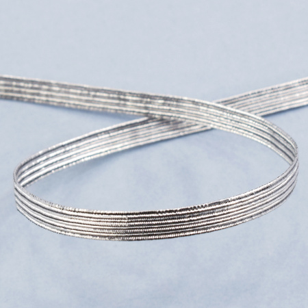 Резинка продежка 6,5 мм, цвет серебристый люрекс. Арт 851146008X6000          