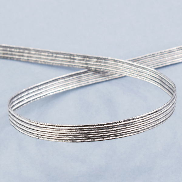 Резинка продежка 6,5 мм, цвет серебристый люрекс. Арт 851146008X6000          