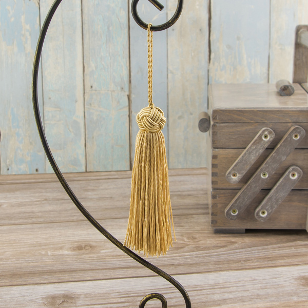 Кисть декоративная на шнуре, длина 120 мм, цвет песочный. Арт KY - 07-col.PE - 3