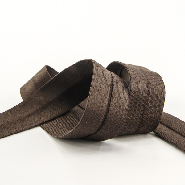 Косая бейка хлопок, 20 мм, 20 м, цвет 17, коричневый темный. Арт 6598-20мм-17