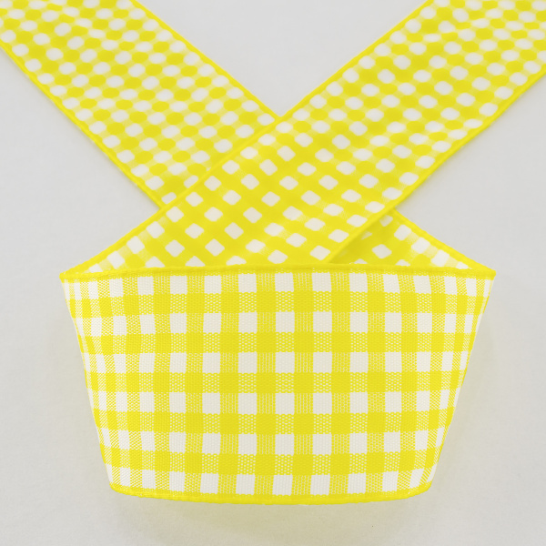 Лента с рисунком клетка SAFISA, 40 мм, 25 м, цвет 22, желтый. Арт 469-40мм-22             