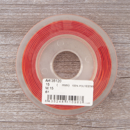 Лента репсовая SAFISA рисунок "звездочки", 15 мм, 15 м, цвет 61, алый. Арт 35120-15мм-61