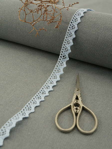 Кружево плетеное, 12 мм, цвет голубой, 100% хлопок, 5 м. Арт K-5004-267