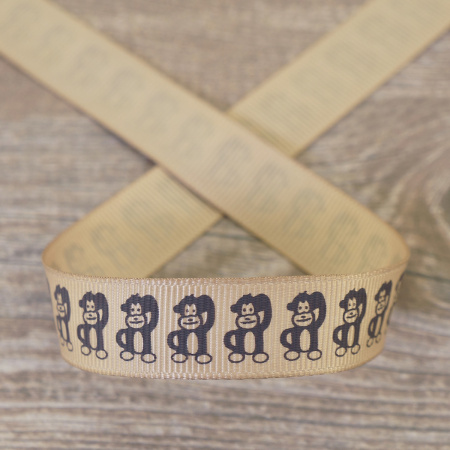 Лента репсовая на картонной катушке "Обезьянки". Арт VR15.378