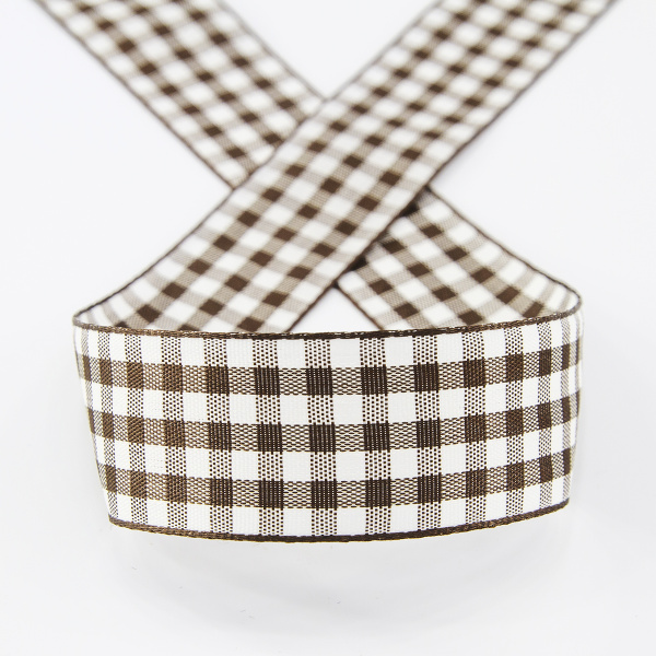 Лента с рисунком клетка SAFISA, 25 мм, 25 м, цвет 17, коричневый. Арт 469-25мм-17             