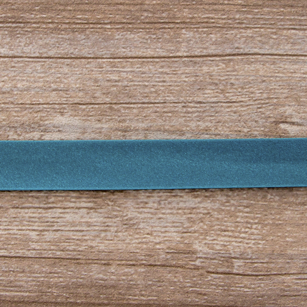 Косая бейка атласная 20 мм, 25 м, цвет 55, малахит. Арт 6260-20мм-55            