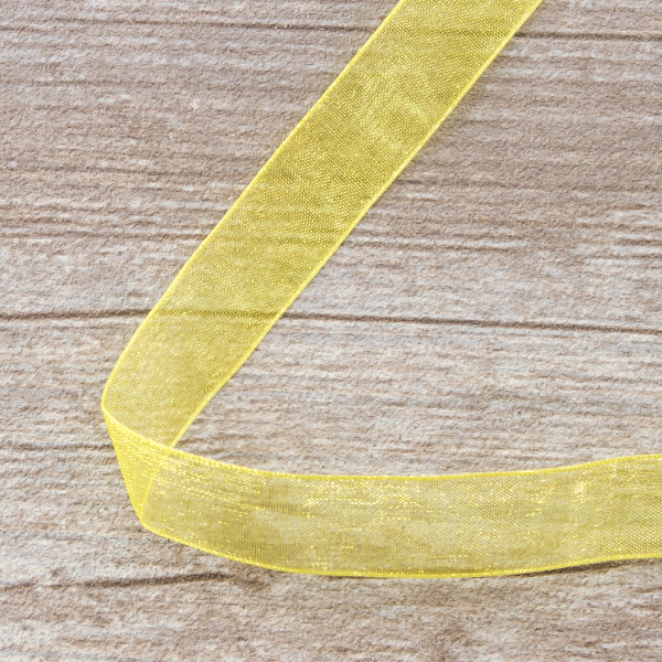 Лента органза SAFISA мини-рулон, 15 мм, 3,5 м, цвет 32, желтый. Арт P00520-15мм-32          