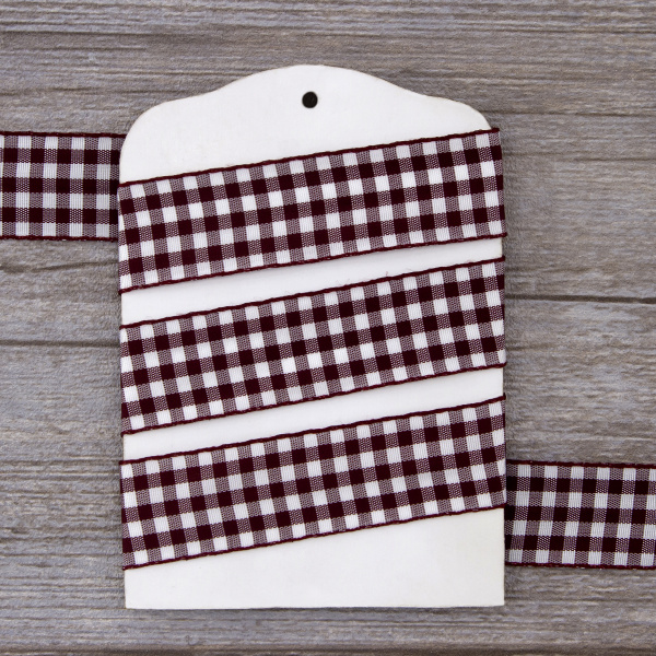 Лента с рисунком клетка SAFISA, 25 мм, 25 м, цвет 30, бордо. Арт 469-25мм-30             