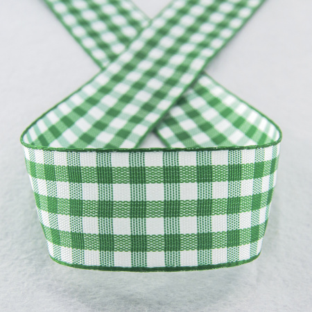 Лента с рисунком клетка SAFISA, 25 мм, 25 м, цвет 25, зеленый. Арт 469-25мм-25             